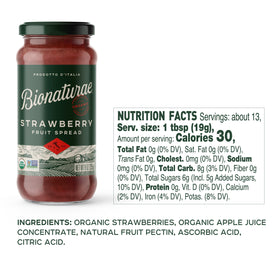 Bionaturae strawberry spread on yogurt, a versatile topping.