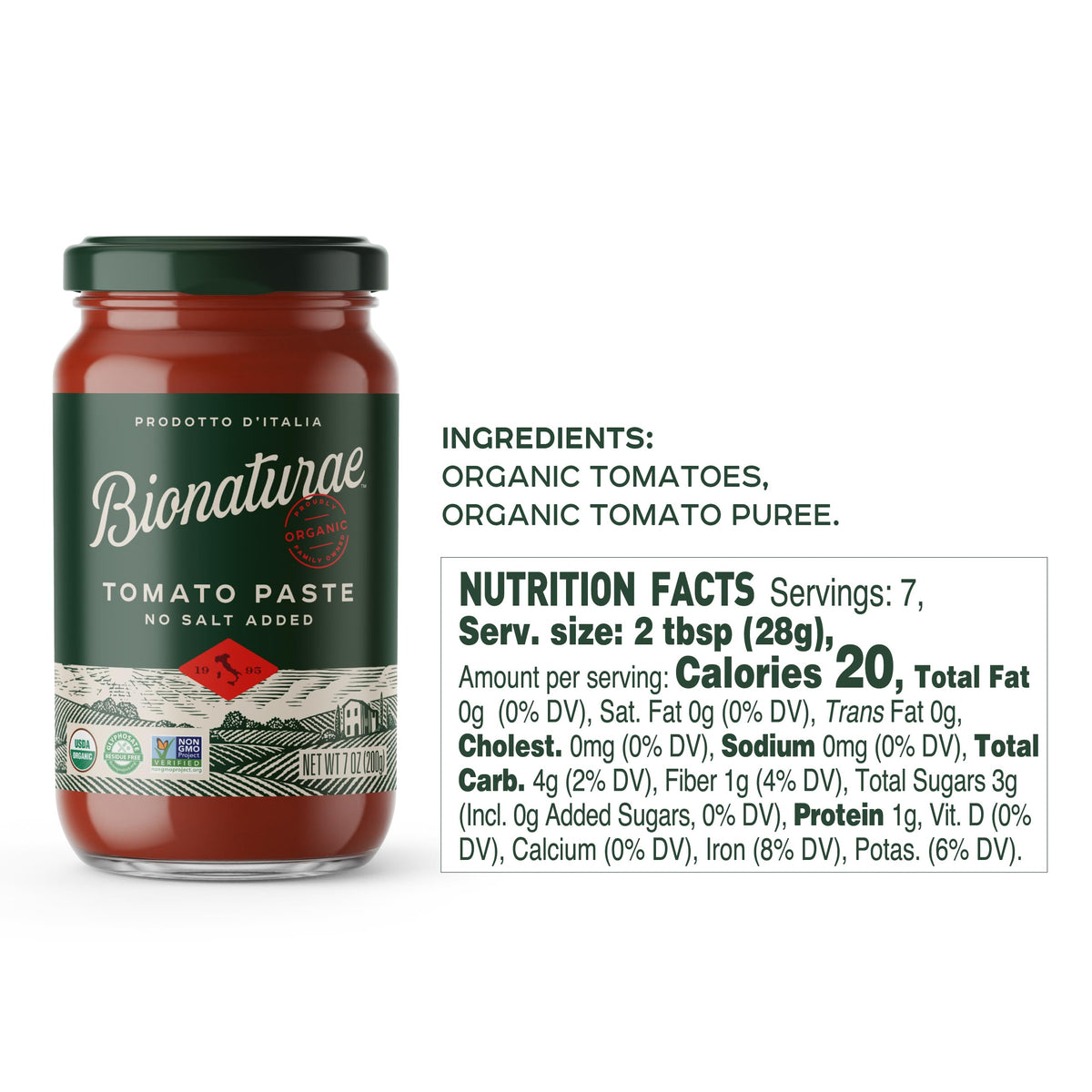 Bionaturae tomato paste in kitchen scene ready for recipes.
