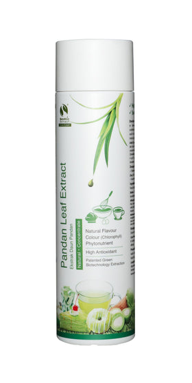 Bionutricia Extract pandan concentrate bottle for natural pandan flavoring in desserts.