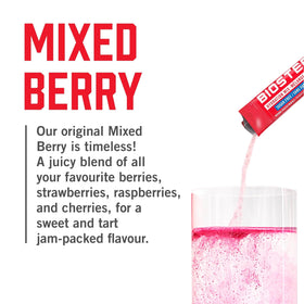 BIOSTEEL Mixed Berry packet ideal for daily hydration anywhere.