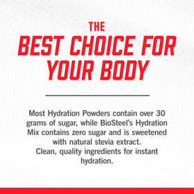 BIOSTEEL packaging highlights no artificial flavours or colours.