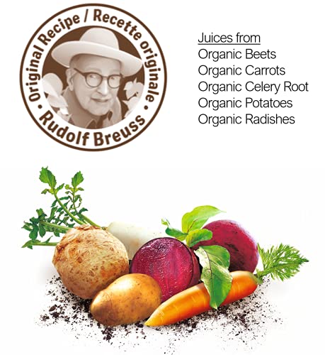 Biotta Breuss juice being poured for a refreshing, convenient intake