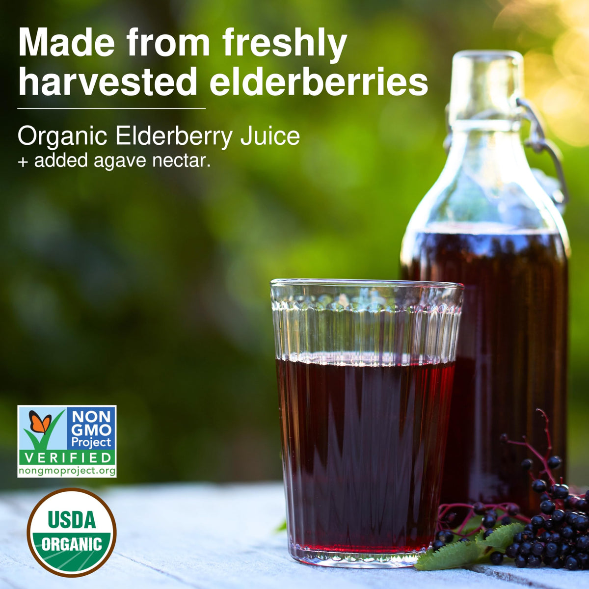 Biotta elderberry juice pour capturing smooth, balanced flavor.