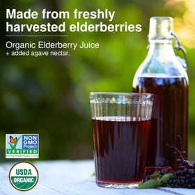 Biotta elderberry juice pour capturing smooth, balanced flavor.