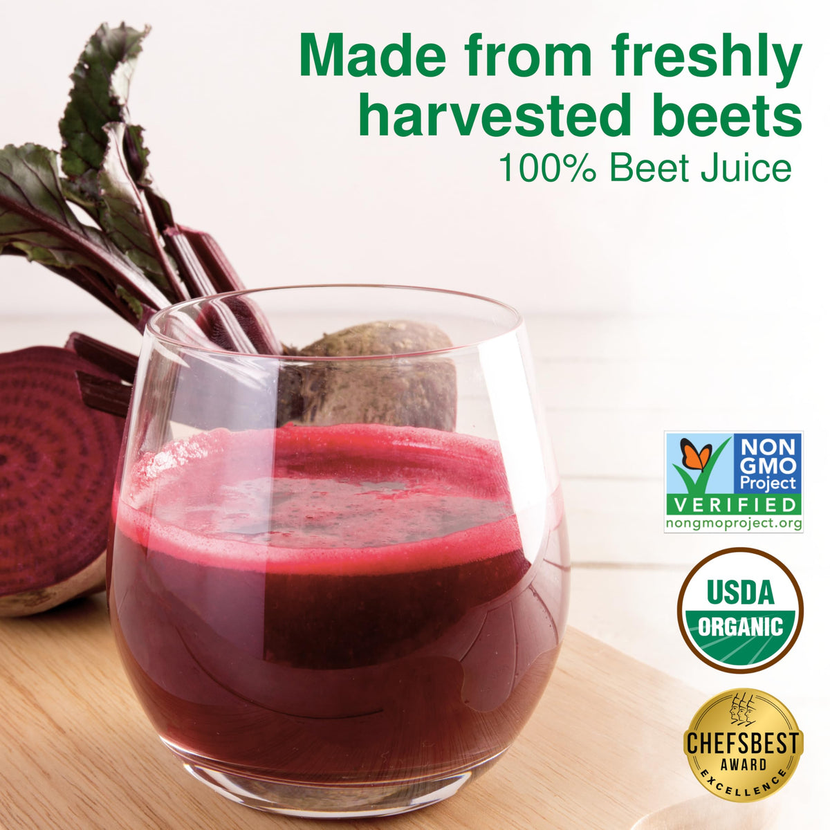 Biotta Organic Beet Juice label close-up showing organic certification.