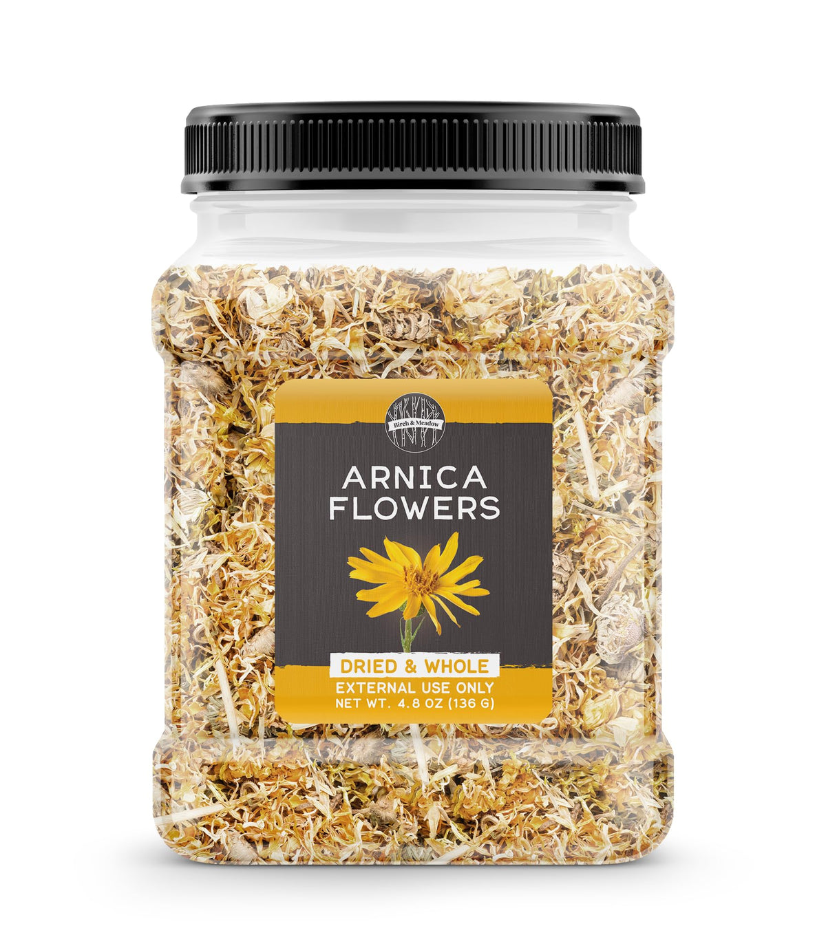 Birch & Meadow Arnica Flowers: whole golden blossoms for decorative display and craft use.