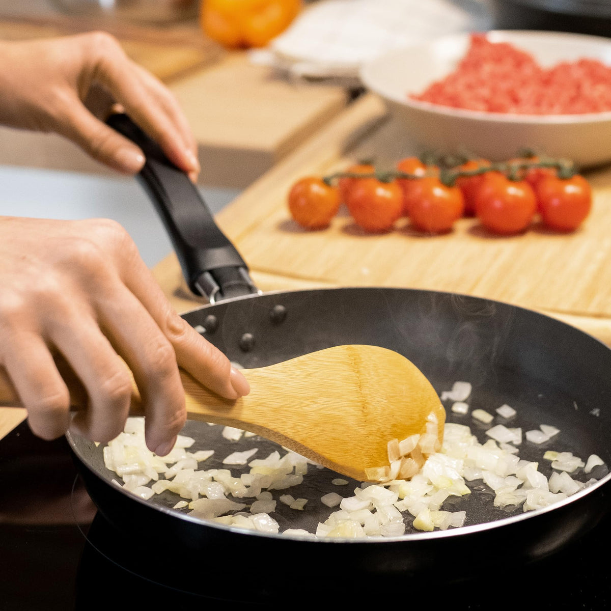Birch & Meadow chopped onions in a soup bowl enriching broths with savory notes.
