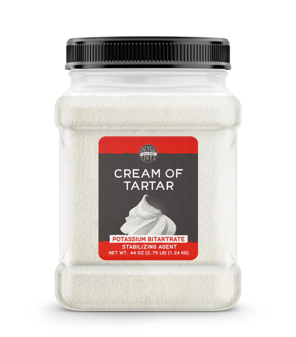 Birch & Meadow Cream of Tartar packaging shows USA-made quality for reliable baking.