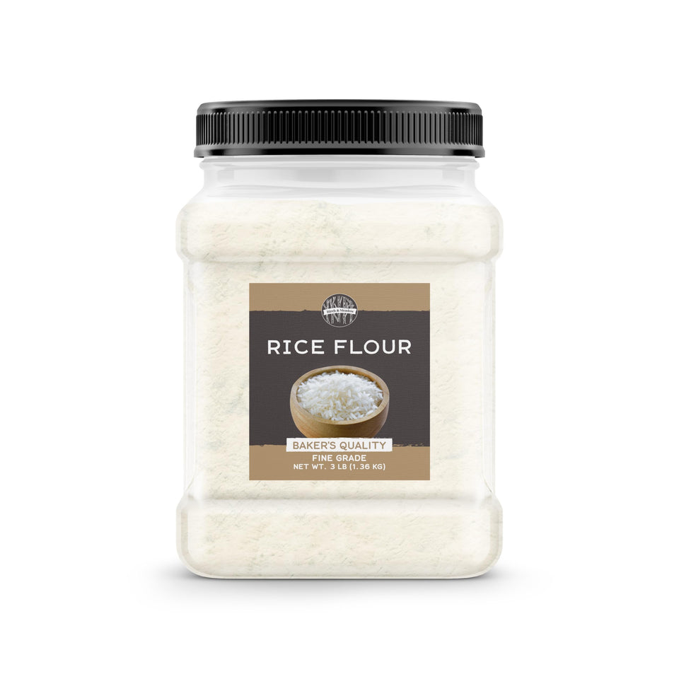 Birch & Meadow rice flour packaging displays gluten-free product for bakers