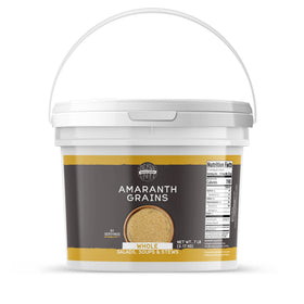 Birch & Meadow amaranth grains package on kitchen counter, non GMO and allergen free.