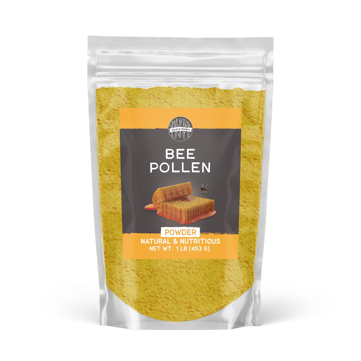 Birch & Meadow Bee Pollen Powder 1lb packaging for pantry storage.