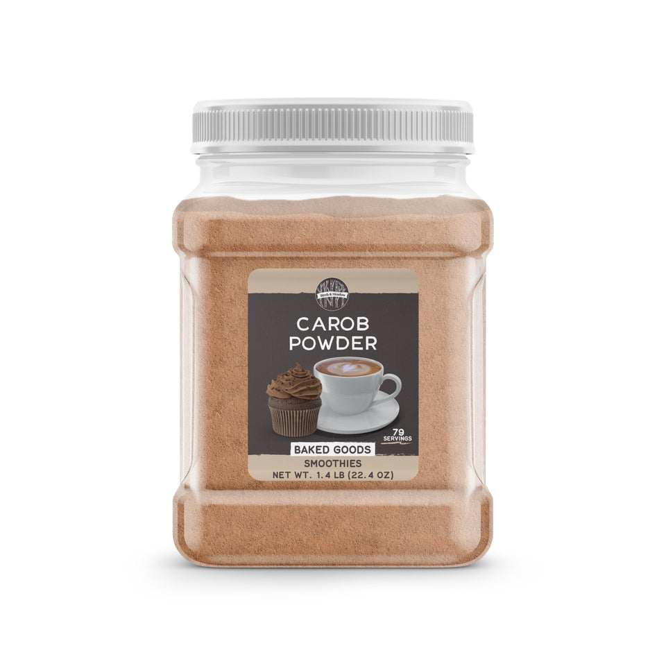 Birch & Meadow carob powder packaging for easy storage.