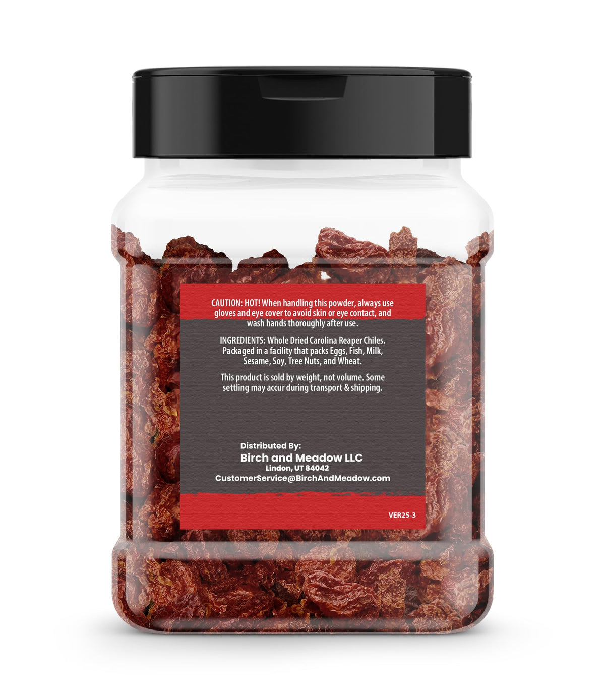 Birch & Meadow dried Carolina Reaper peppers stored for long-term spice.