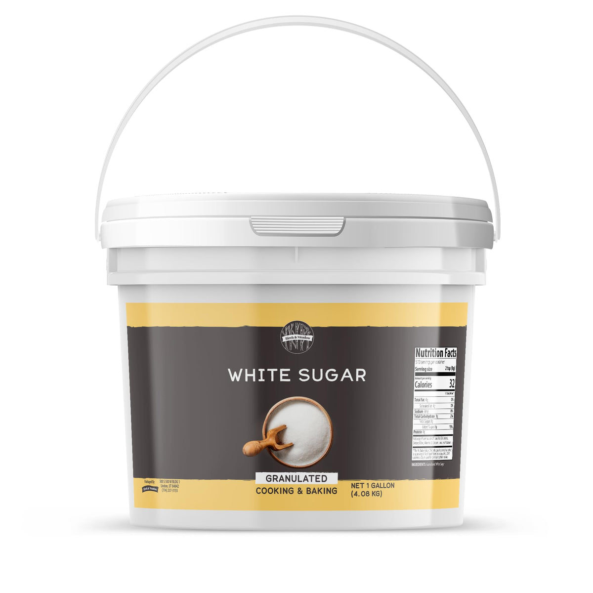 Birch & Meadow granulated sugar in a 1-gallon bucket for bulk baking.