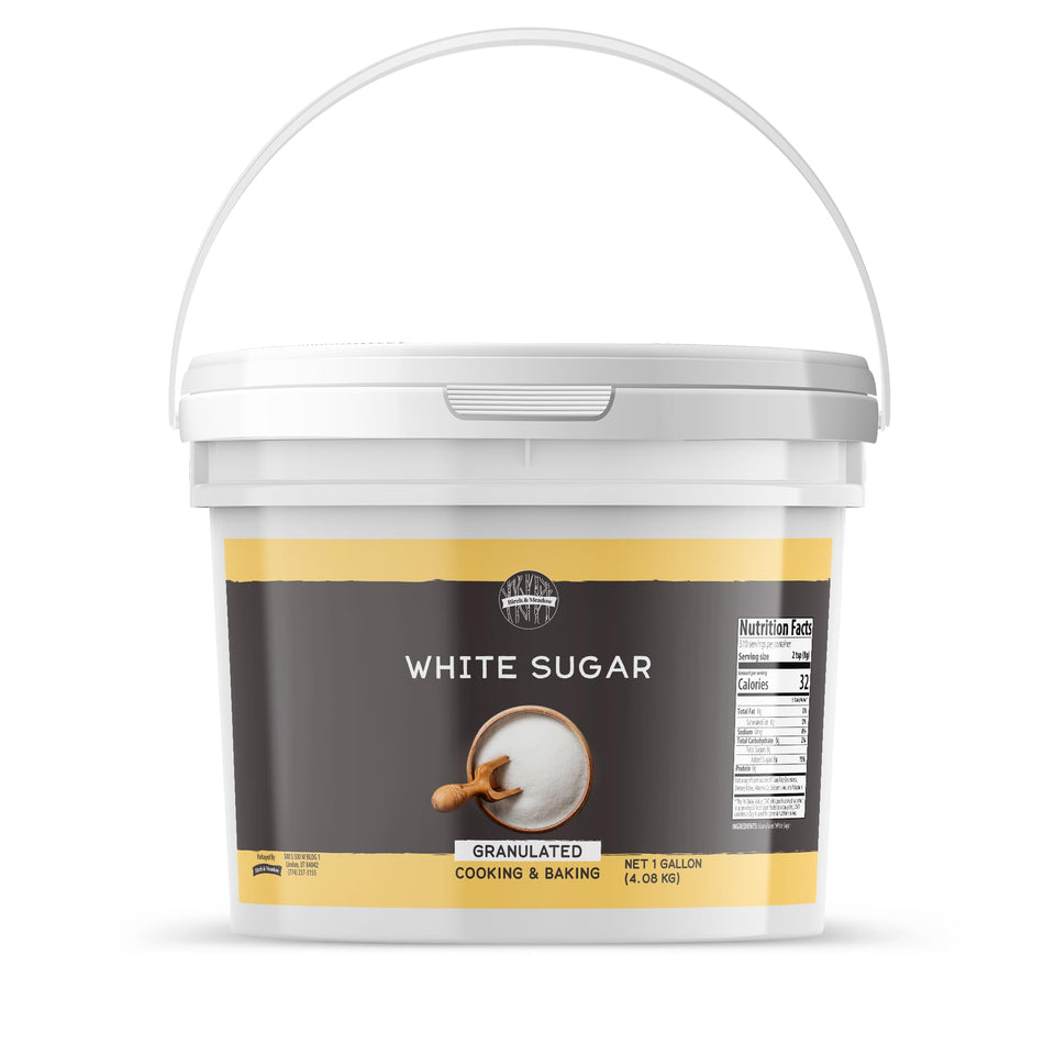 Birch & Meadow granulated sugar in a 1-gallon bucket for bulk baking.