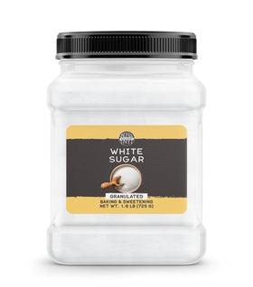 Birch & Meadow granulated sugar package for precise baking measurements.