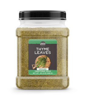 Birch & Meadow ground thyme close-up, aromatic seasoning for soups and pastas