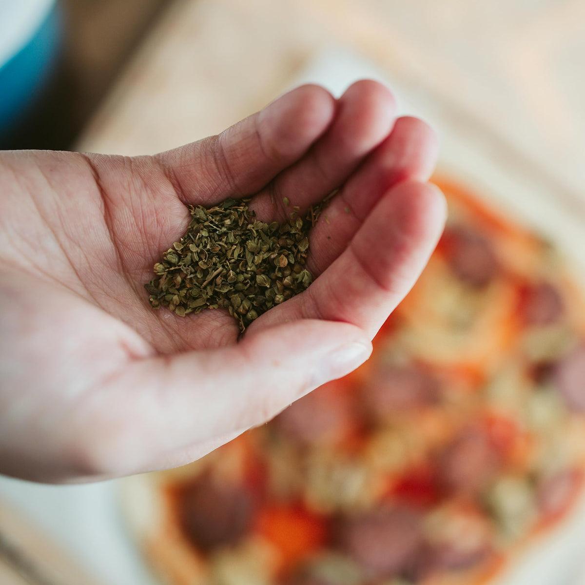 Birch & Meadow Italian Seasoning herb blend closeup reveals vibrant flakes and textures.