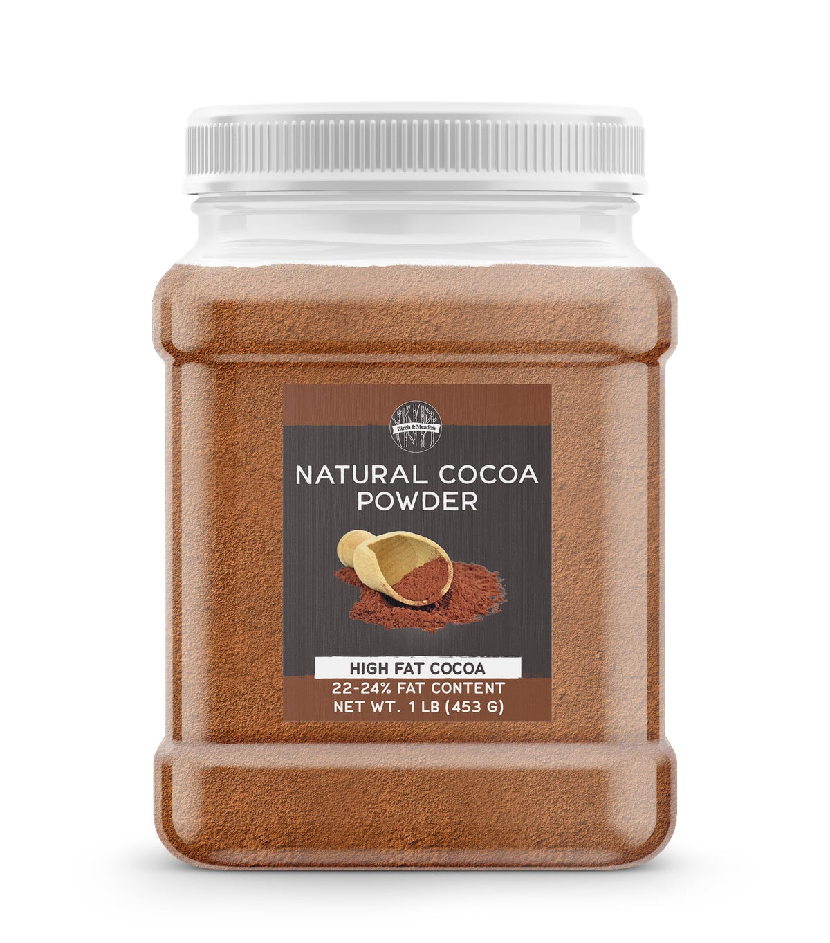 Birch & Meadow high fat cocoa powder packaging showing brand labeling for baking