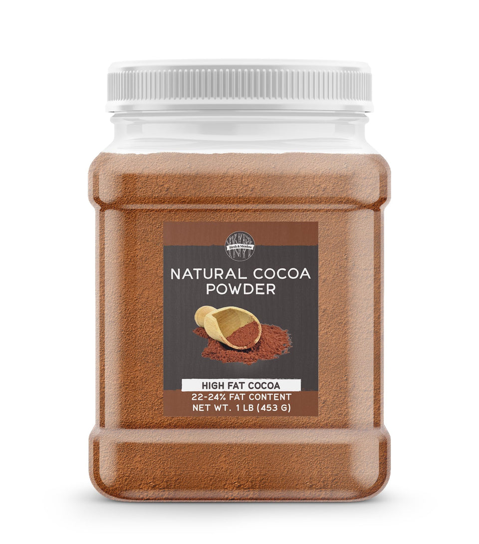 Birch & Meadow high fat cocoa powder packaging showing brand labeling for baking
