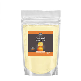 Birch & Meadow orange powder in a clear resealable bag for easy pantry storage.