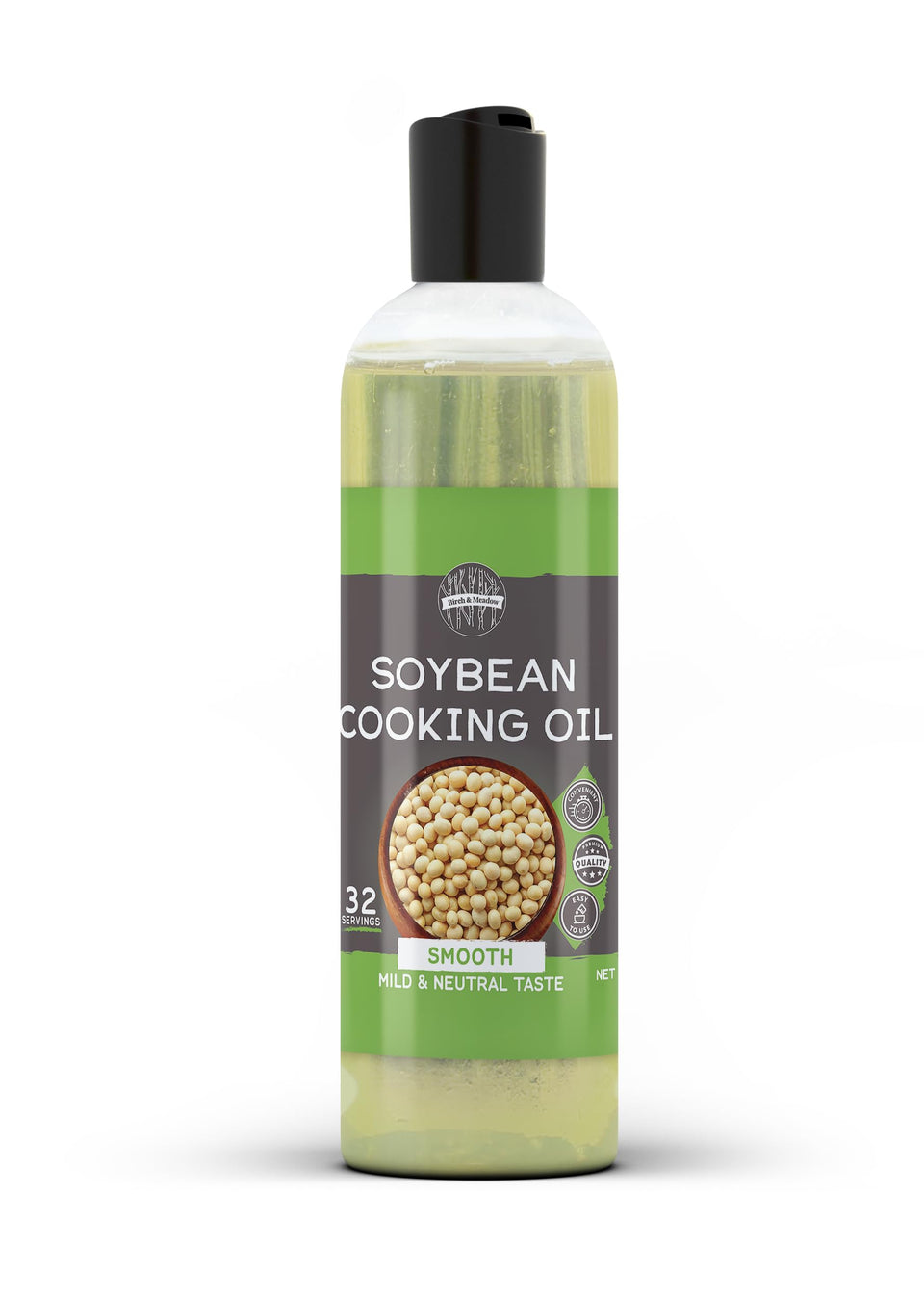 Birch & Meadow Soybean Oil bottle for versatile cooking with a mild neutral flavor.