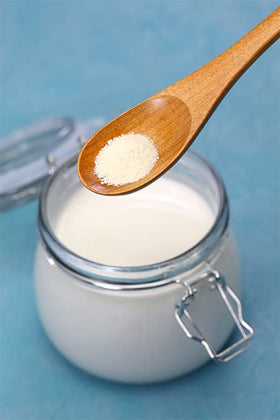 Birch & Meadow Yogurt Powder jar with shake ready to blend