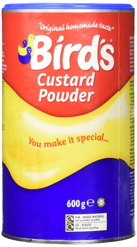 Bird's Vanilla Custard Powder 600g pack for silky desserts and puddings.