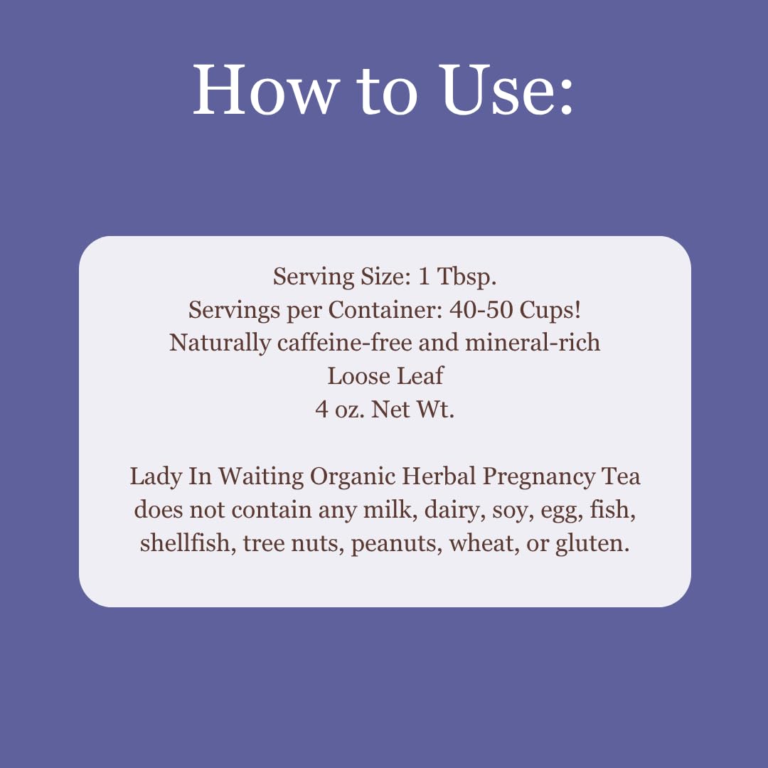 Birth Song Botanicals Lady in Waiting tea blends with organic herbs like raspberry leaf and nettle