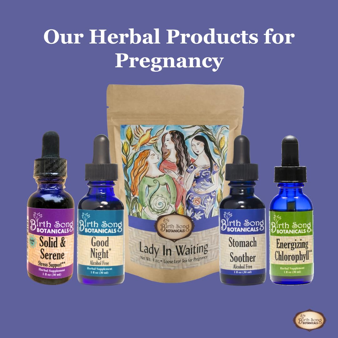 Birth Song Botanicals Lady in Waiting packaging and label indicating mom-focused herbal blend