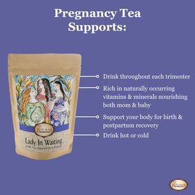 Birth Song Botanicals Lady in Waiting tea steeping in a cup for third-trimester rituals