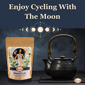Birth Song Botanicals Moon Cycle Tea scene with loose leaves in a bowl suggests everyday comfort.
