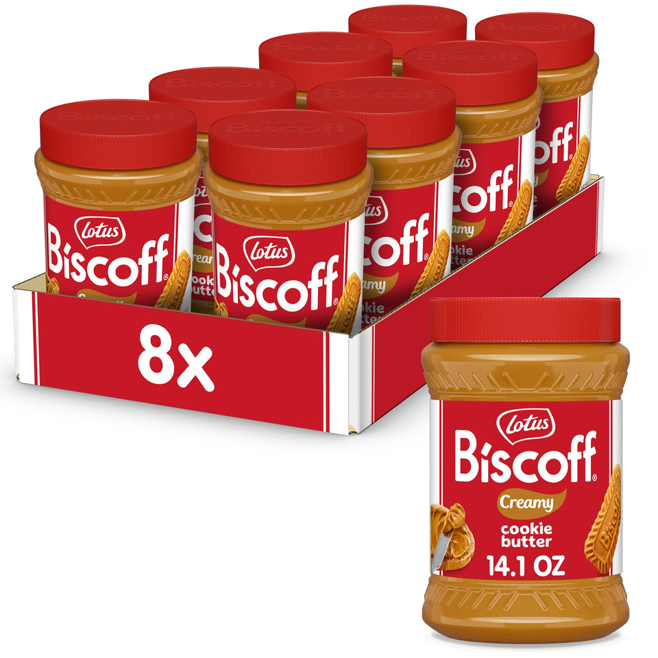 Biscoff cookie butter creamy jar ready for spreading on toast
