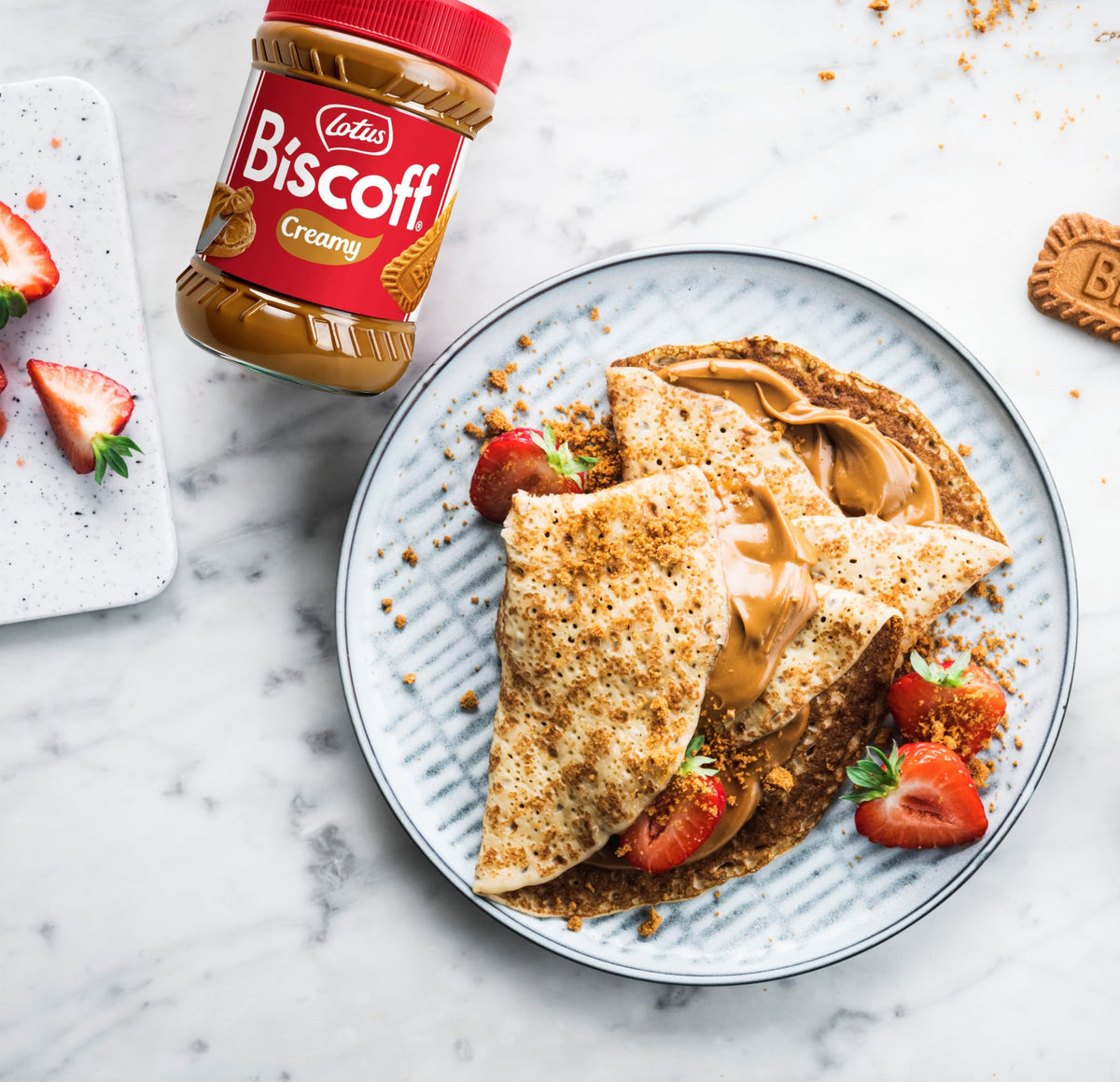 Biscoff cookie butter 8-pack on display for Belgian-made delight