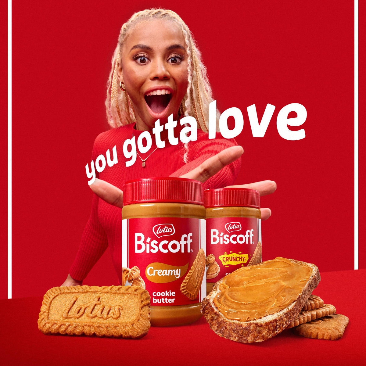Close-up of Biscoff cookie butter spread cup showing creamy texture