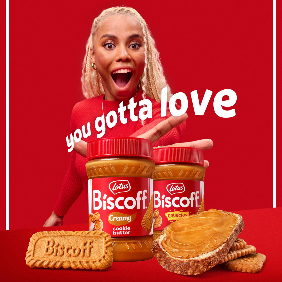 Biscoff cookie butter spread on toast showcasing smooth texture