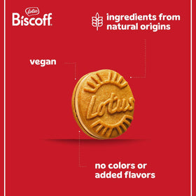 Biscoff cookies stacked in packaging showing cream sandwich variety.