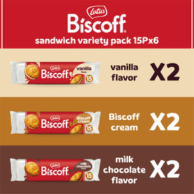 Biscoff vanilla cream detail, two cookies with creamy filling, perfect pairing with coffee.