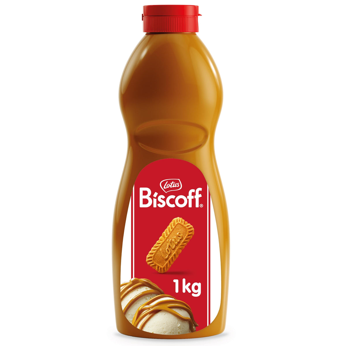 Biscoff Spread Topping bottle for easy, smooth drizzle on desserts.