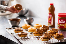Biscoff Spread Topping close-up reveals its velvety, rich texture.