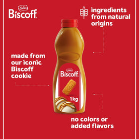 Biscoff Spread Topping drizzle on ice cream enhances every bite.