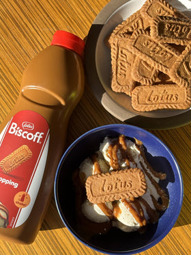 Biscoff Spread Topping European packaging highlights authentic origin.