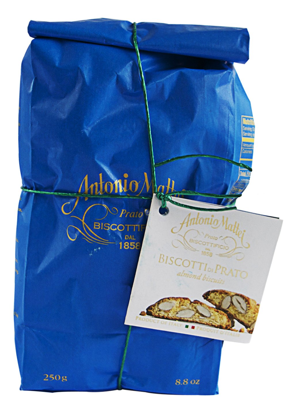 Antonio Mattei Biscotti Prato almonds, crisp and fragrant, ideal with coffee or dessert.