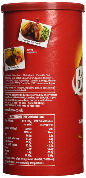Bisto Beef Gravy Granules served beside a roast dinner for a hearty meal