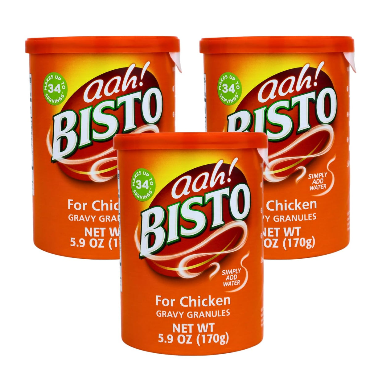 Bisto Chicken Gravy Granules three-pack canister front showing convenient resealable packaging