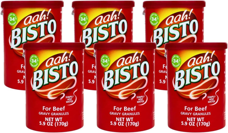 Bisto Gravy Granules pack six beef gravy for quick roasts.