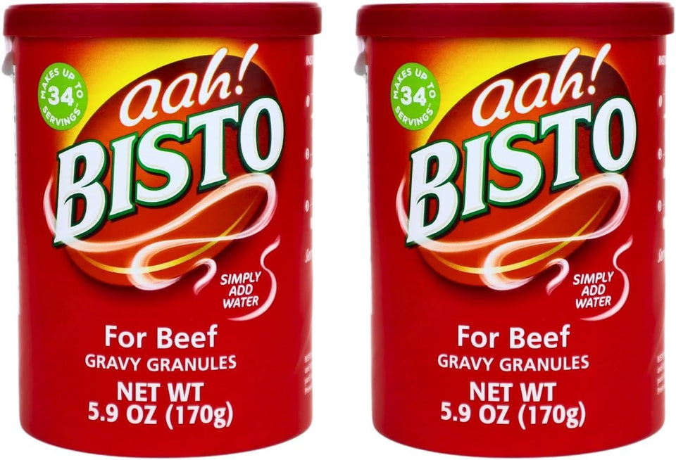 Bisto Gravy Granules over roast dinner for rich, savory flavor.