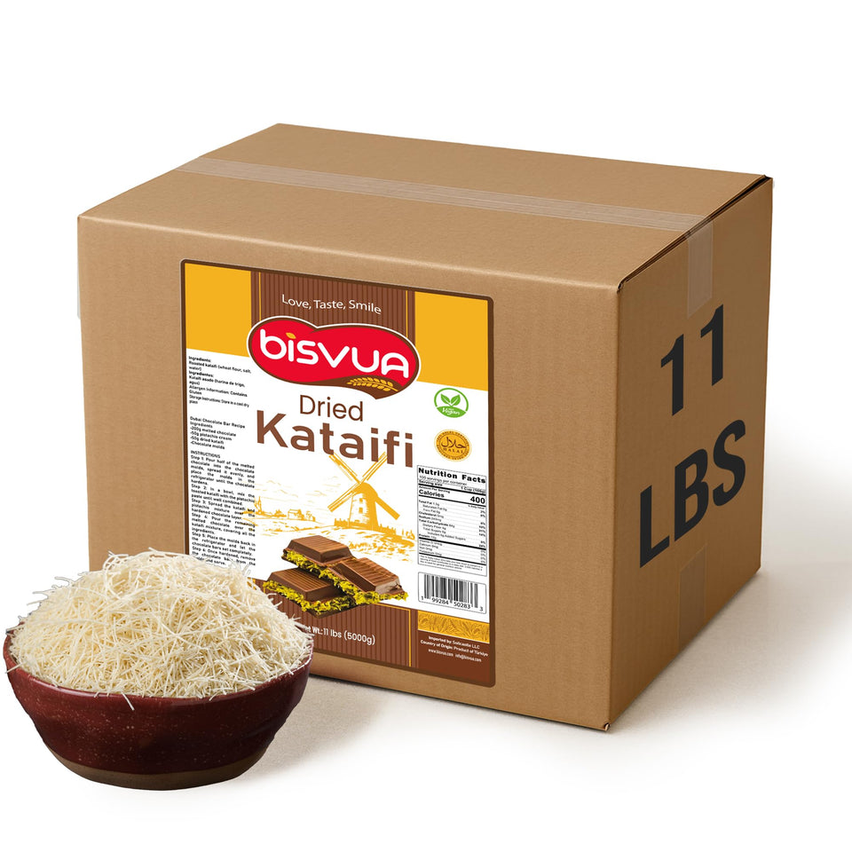 Bisvua Kataifi bulk 5kg pack ideal for bakery-scale knafeh and pistachio desserts.