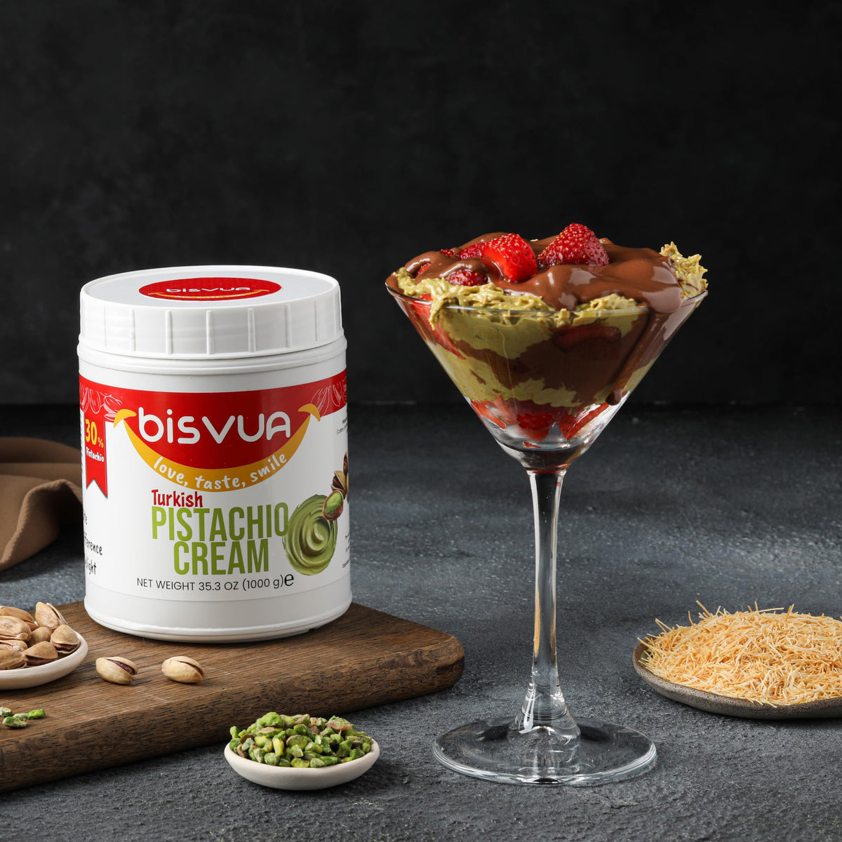 Bisvua Pistachio Cream 30 percent used to fill a croissant