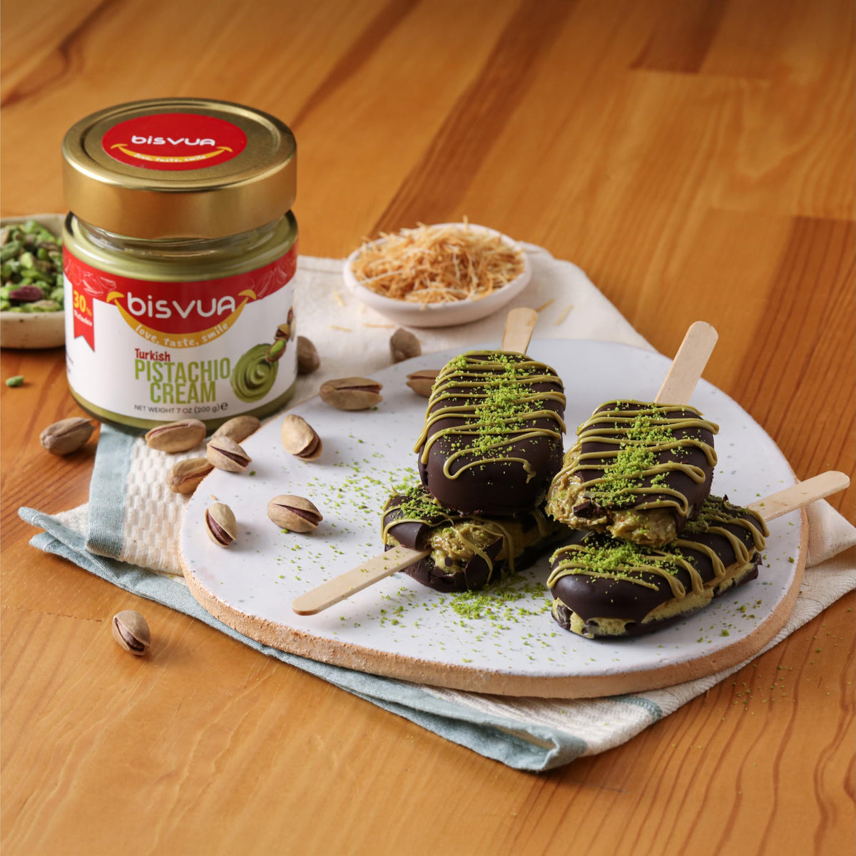 Bisvua Pistachio Cream used in knafeh or kunefe